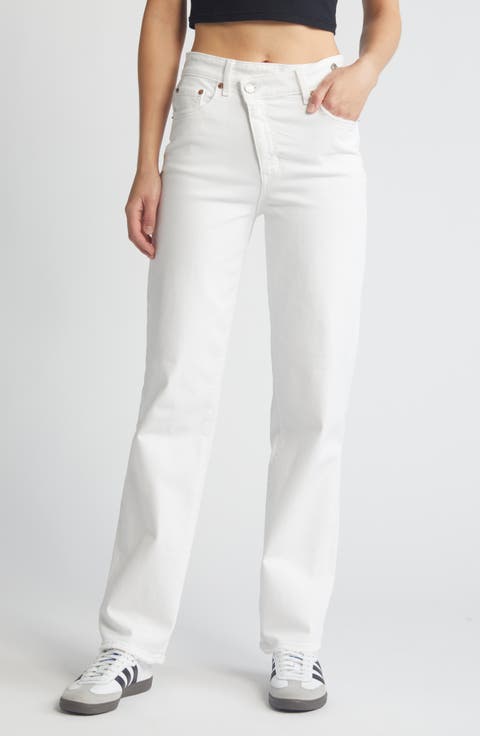 Sundaze Crossover Waist Straight Leg Jeans (Marshmallow)