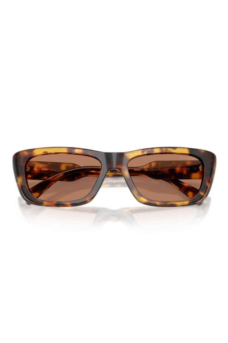 56mm Rectangular Sunglasses, Alternate, color, HONEY HAVANA / SOLID BROWN