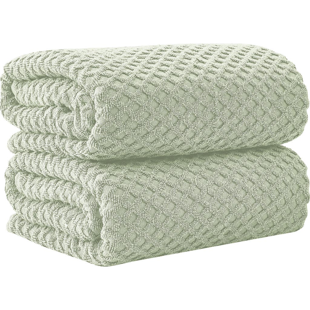 Woven & Weft Diamond 2-pack Bath Towel Set In Green
