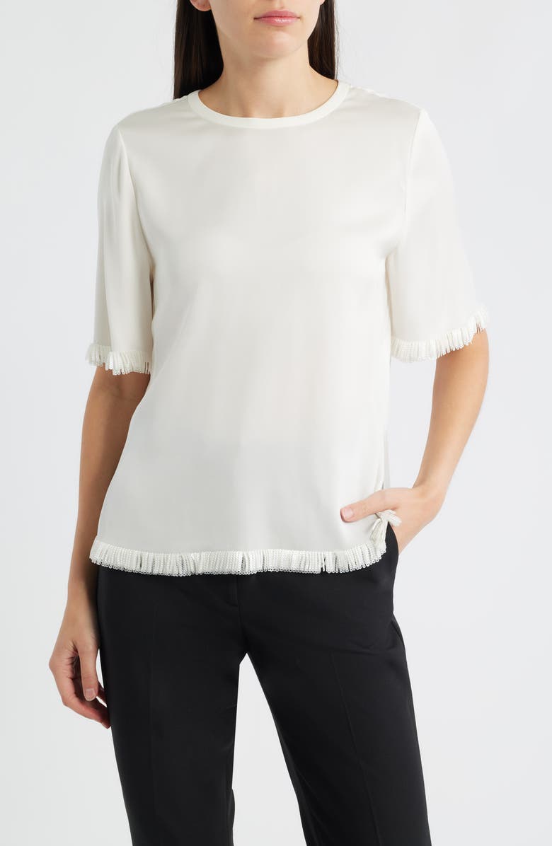 KOBI HALPERIN Leo Sequin Stretch Silk Top, Main, color, Ivory