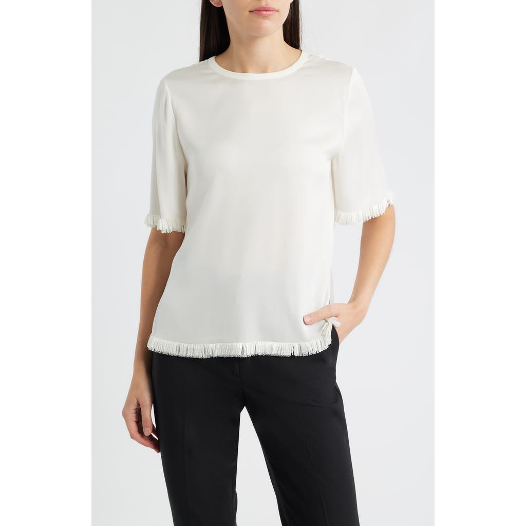 Kobi Halperin Leo Silk Blend Sequin Fringe Top In White