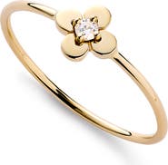 Ana Luisa Solid Yellow Gold - Mini Diamond Flower Ring