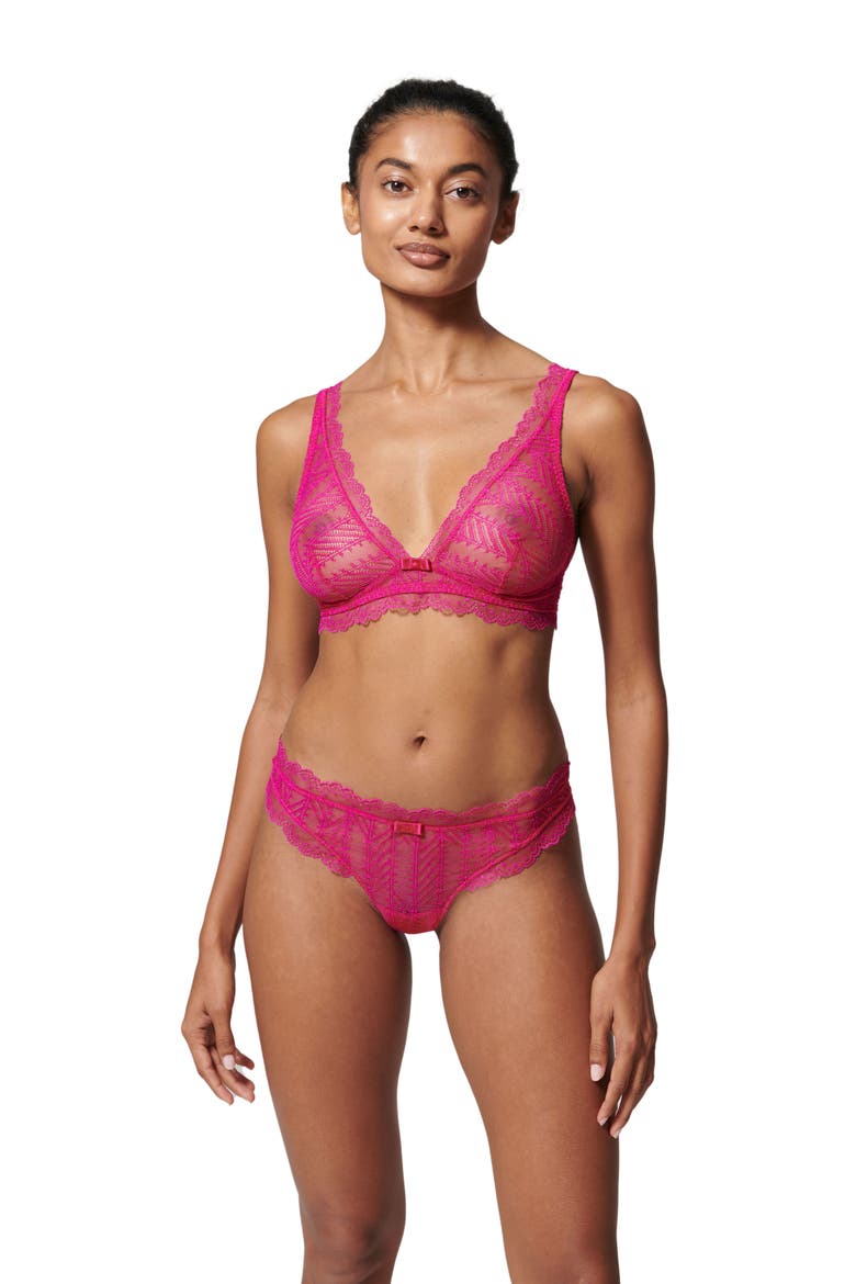 Canopee Triangle Lace Bralette, Alternate, color, HIBISCUS PINK