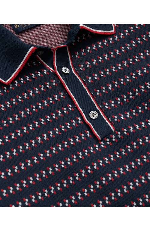 Brooks Brothers Geo Jacquard Tipped Cotton Polo Sweater In Red