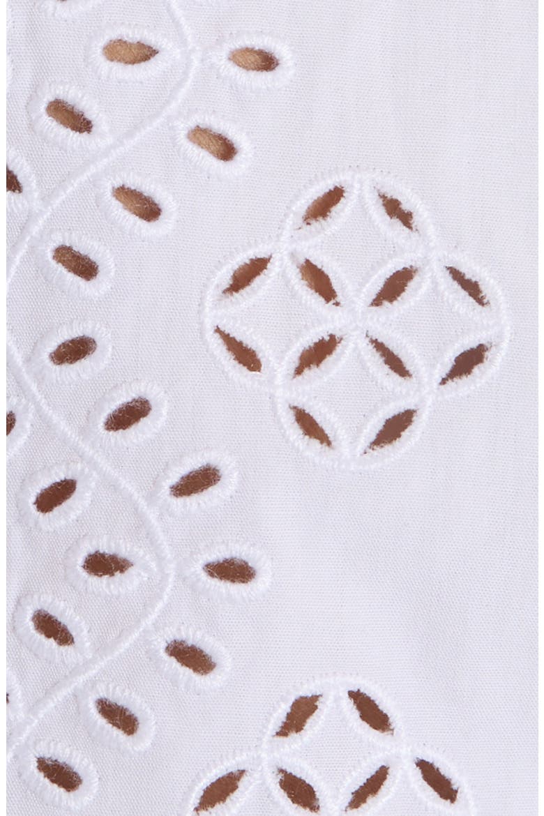 Eyelet Embroidered Button-Up Shirt, Alternate, color, WHITE/ BLACK