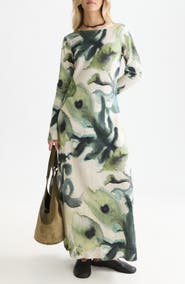 Scotch & Soda Print Long Sleeve Ankle Length Dress