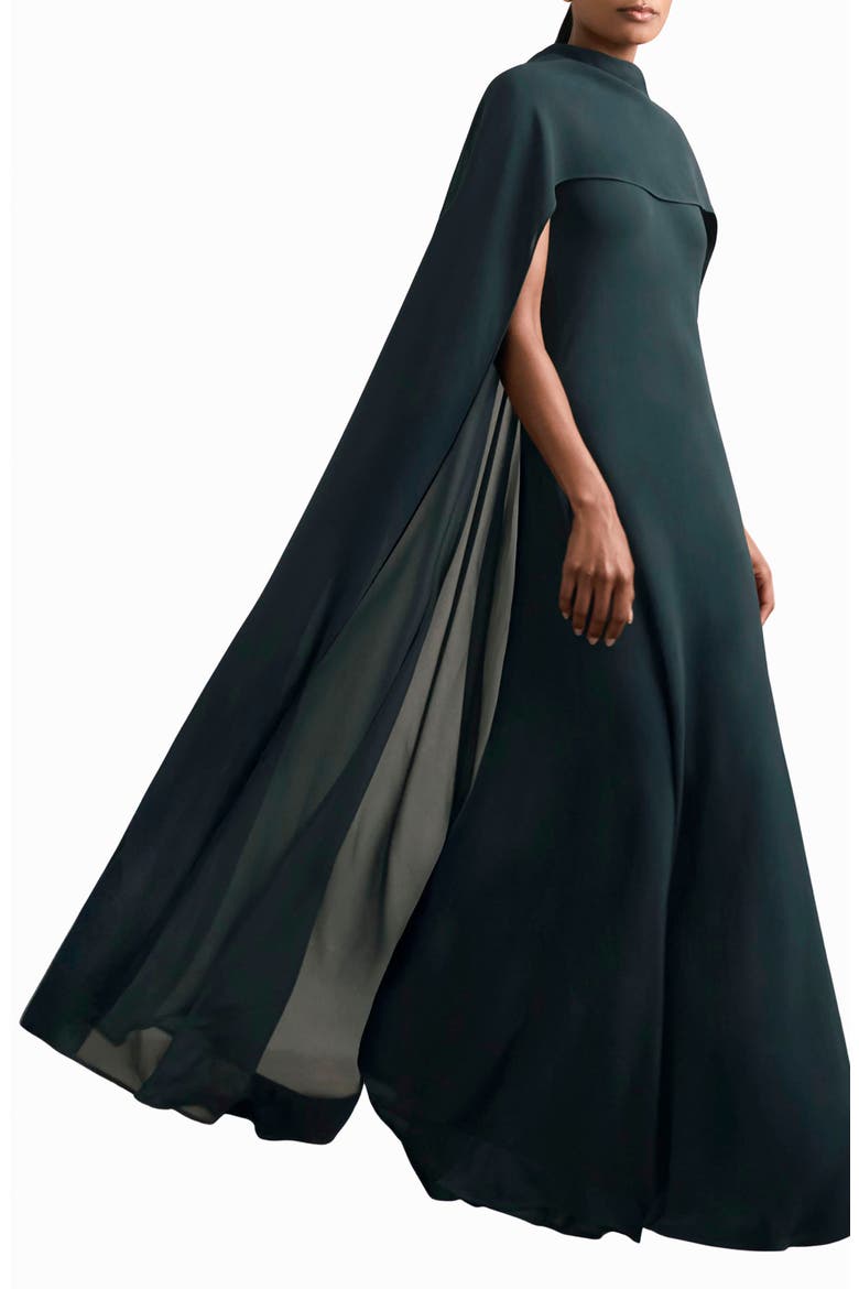 Greta Drape Gown, Alternate, color, TEAL GREEN