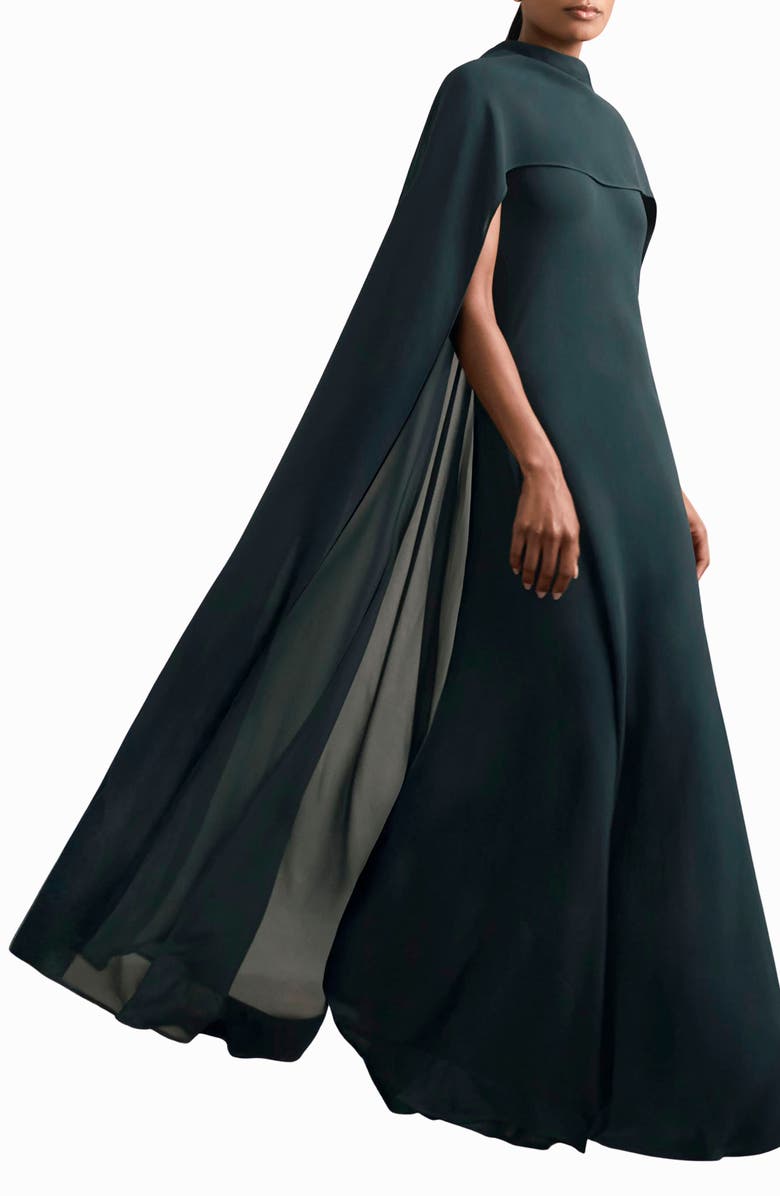 Reiss Greta Drape Gown, Alternate, color, Teal Green