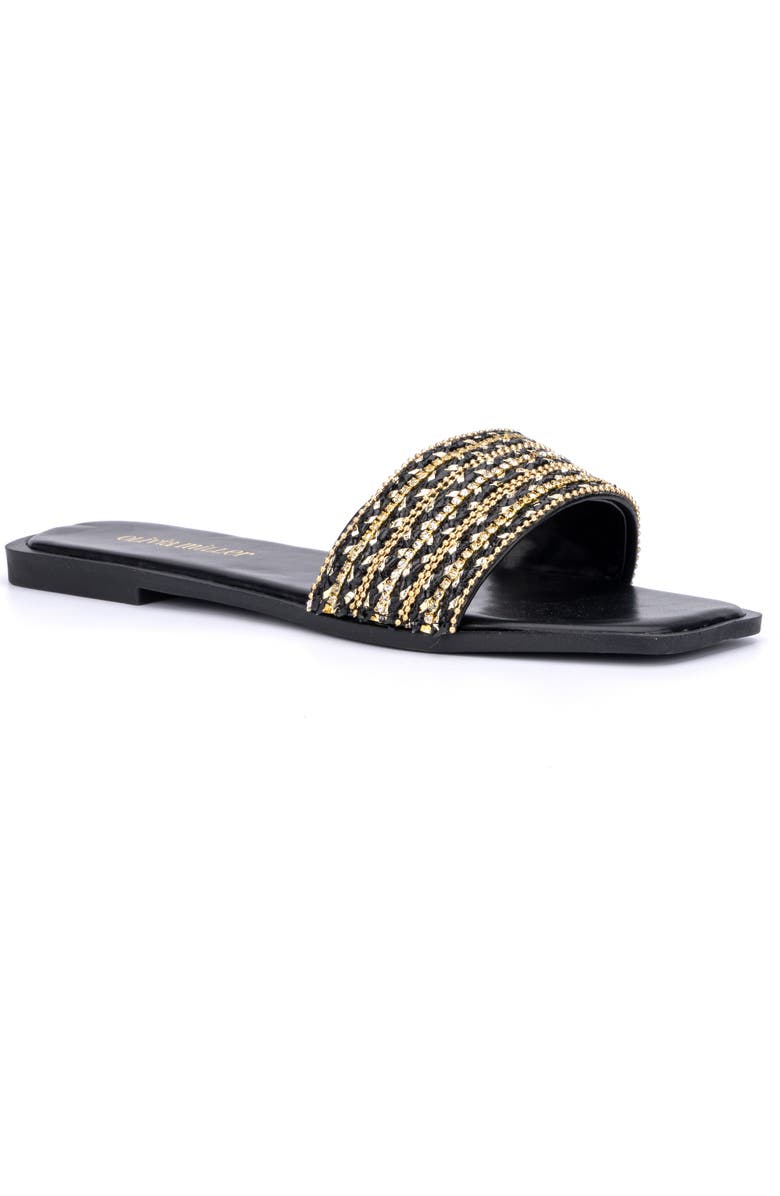 OLIVIA MILLER Victoria Rhinestone Slide Sandal, Main, color,