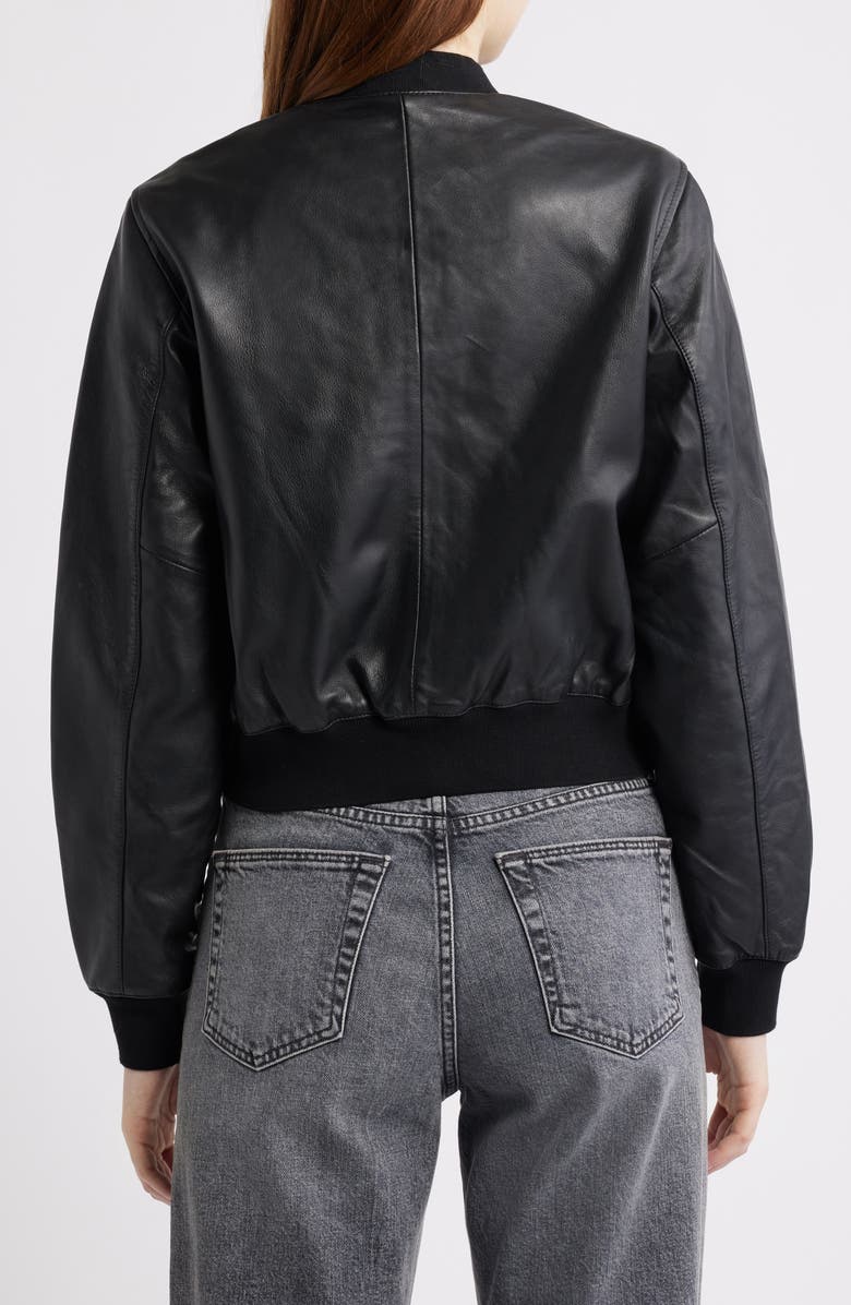 AllSaints Orten Leather Bomber Jacket, Alternate, color, Black