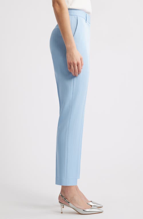 Tahari Asl Classic Pinstripe Straight Leg Pants In Ice Blue