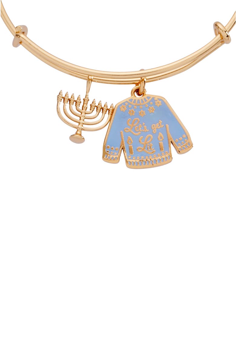 Alex and Ani Hanukkah 'Let's get Lit" Ugly Sweater Bangle Bracelet, Alternate, color, Gold