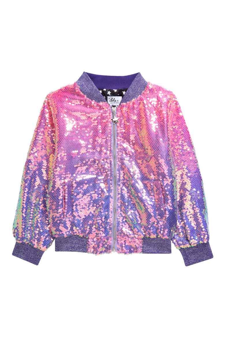 Lavender Haze Sequin Bomber, Main, color, SEQUENCE MULTI