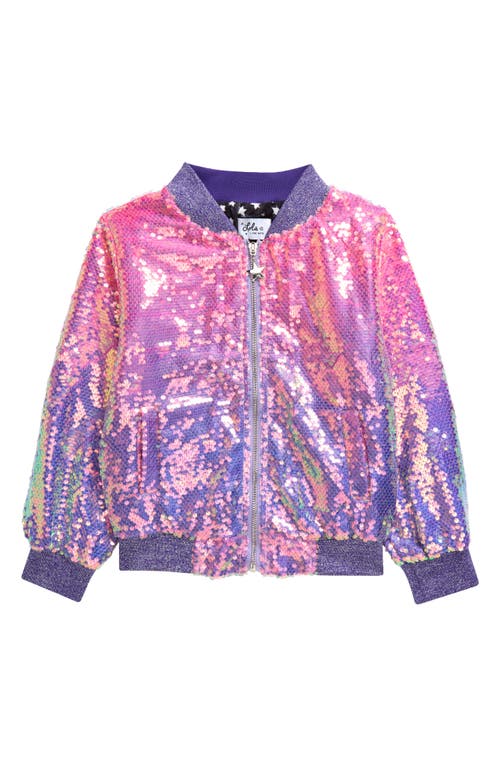 Lola & the Boys Kids' Haze Sequin Bomber Jacket in Sequence Multi 