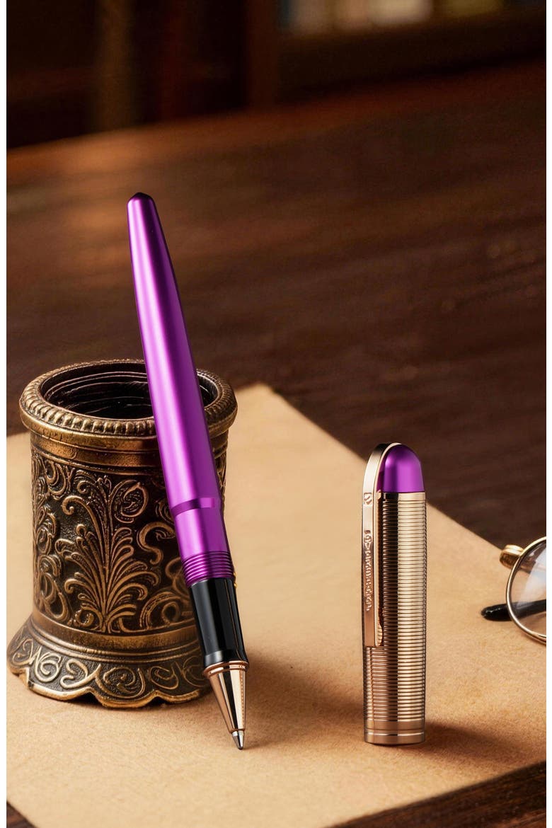 Skyline Royal Purple Rose Gold Trim RollerBall Pen, Alternate, color, Purple Rollerball