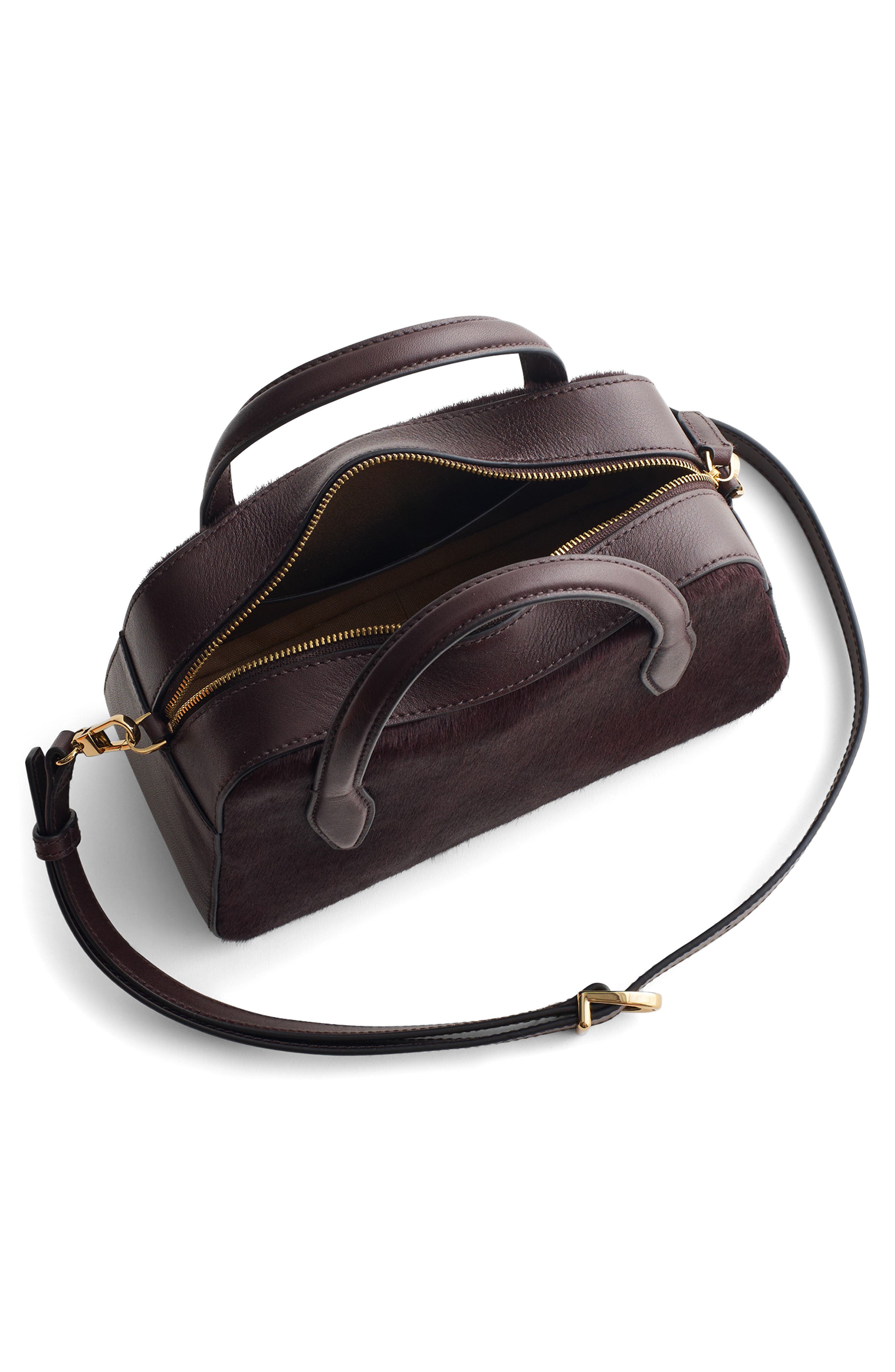 Madewell The Mini Belted Genuine Calf Hair Crossbody Bag, Alternate, color, Chocolate Raisin