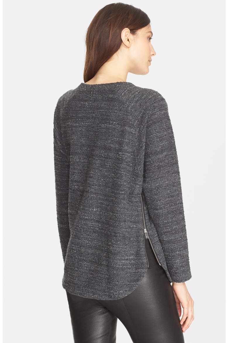 Textured Terry Raglan Sleeve Pullover, Alternate, color, HEATHER BLACK