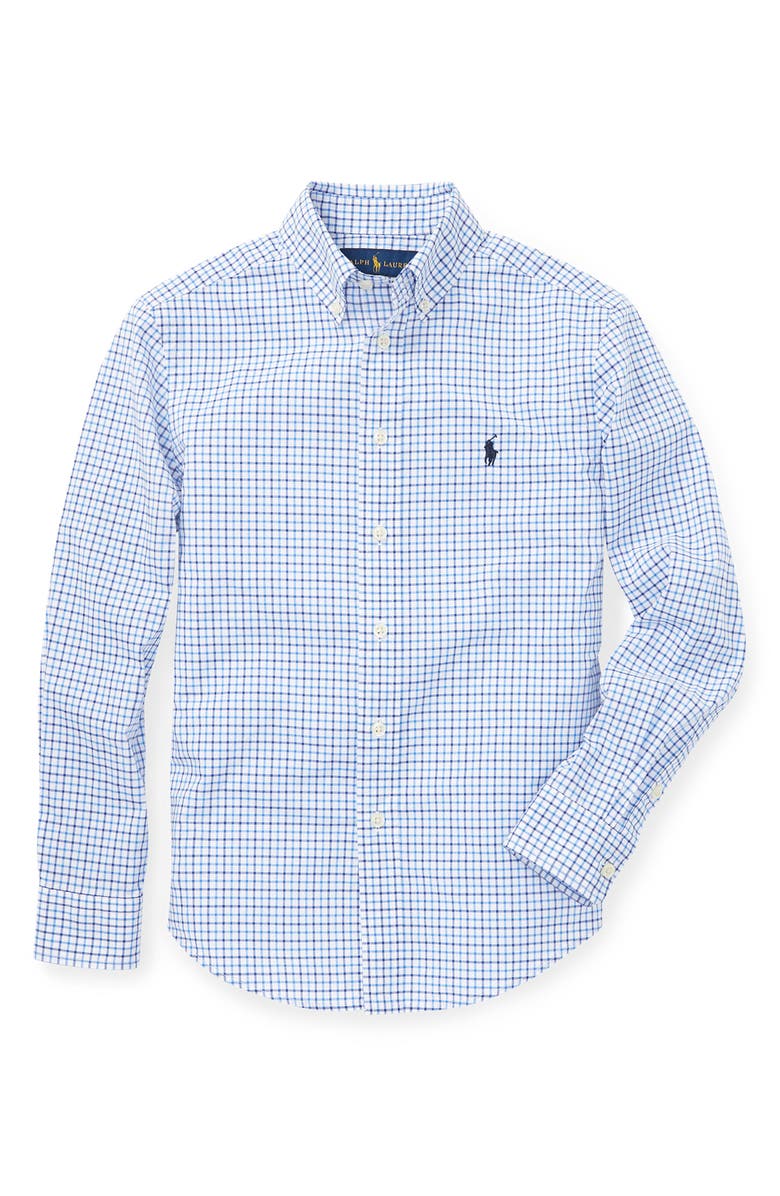 Polo Ralph Lauren Kids' Tattersall Cotton Button-Down Shirt, Main, color, Blue Multi