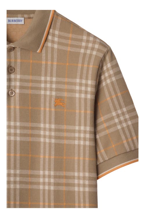 Burberry Checked Cotton Polo Shirt In Brown