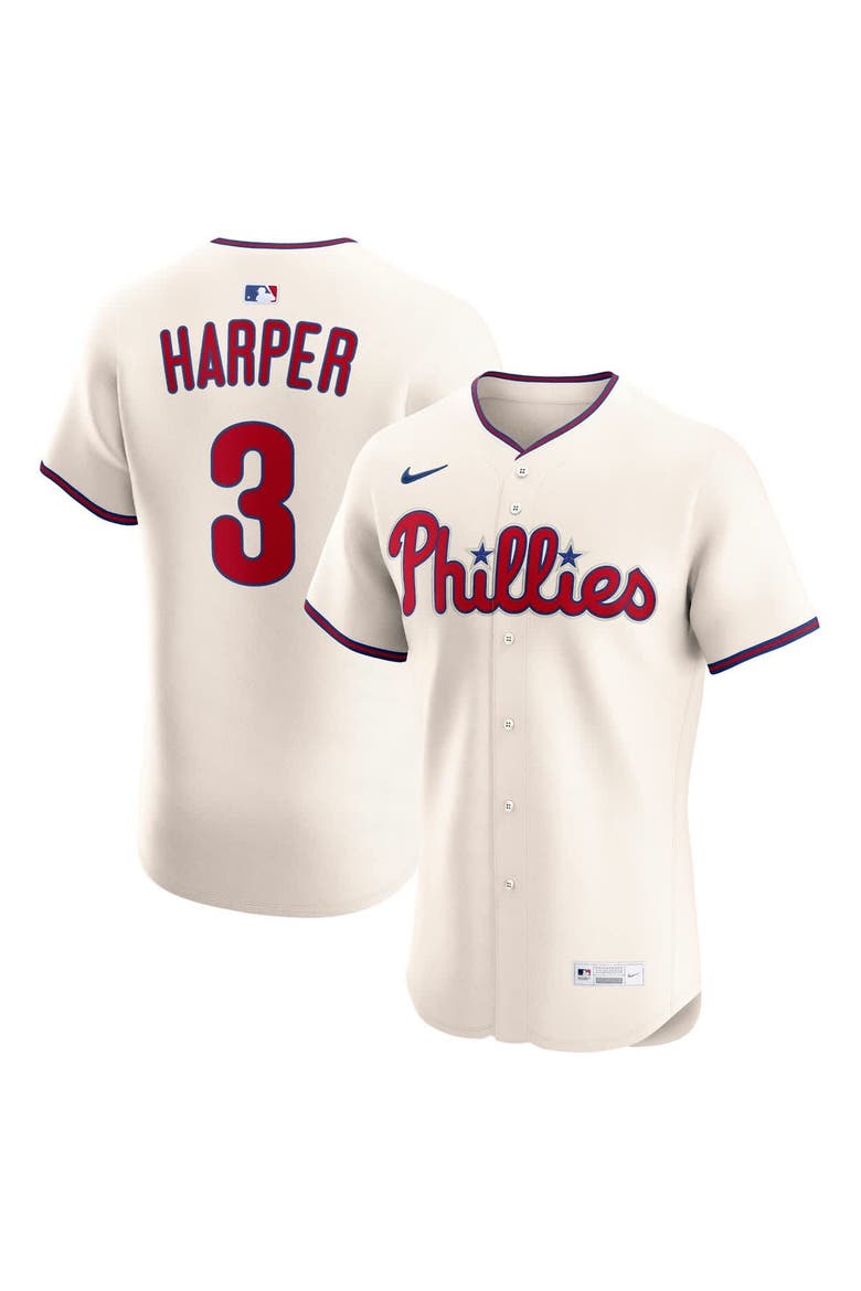 Men's Nike Bryce Harper Cream Philadelphia Phillies Alternate 2 Elite Jersey, Alternate, color, Cream