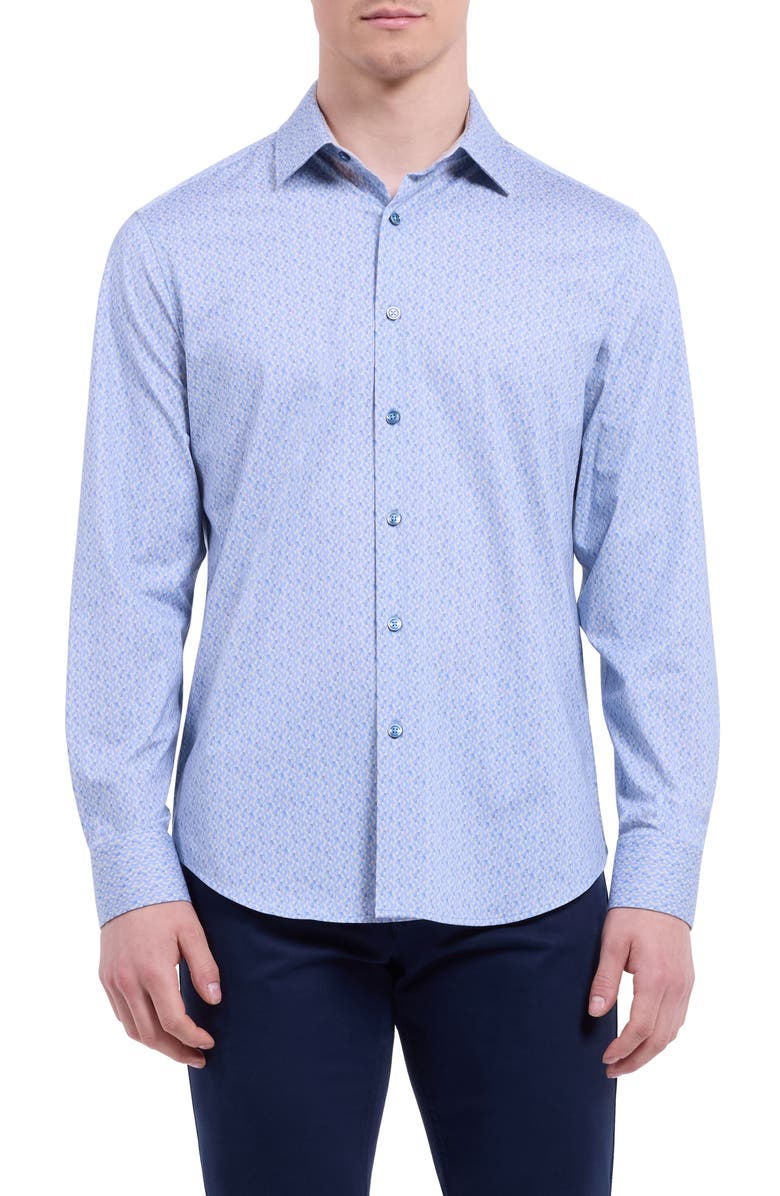 Bugatchi Jimmy OoohCotton<sup>®</sup> Button-Up Shirt, Main, color, Air Blue