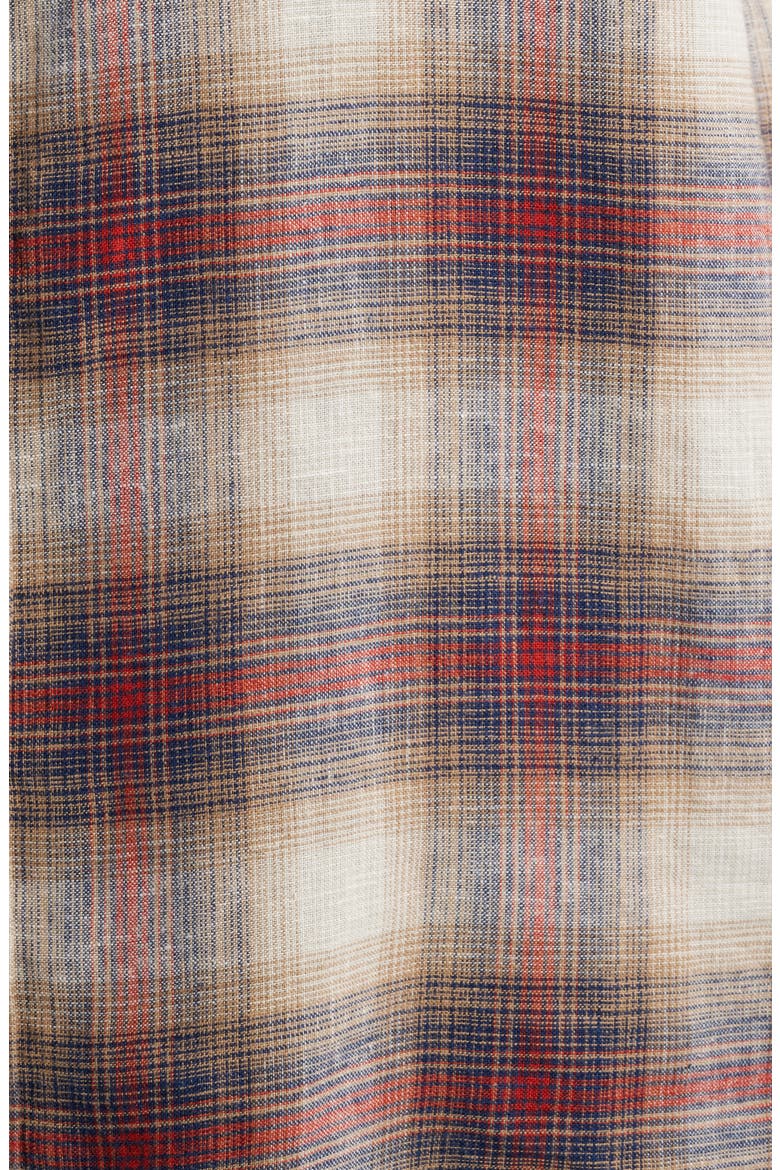 Dawson Plaid Short Sleeve Linen Blend Button-Up Shirt, Alternate, color, TAN/ BRICK PLAID