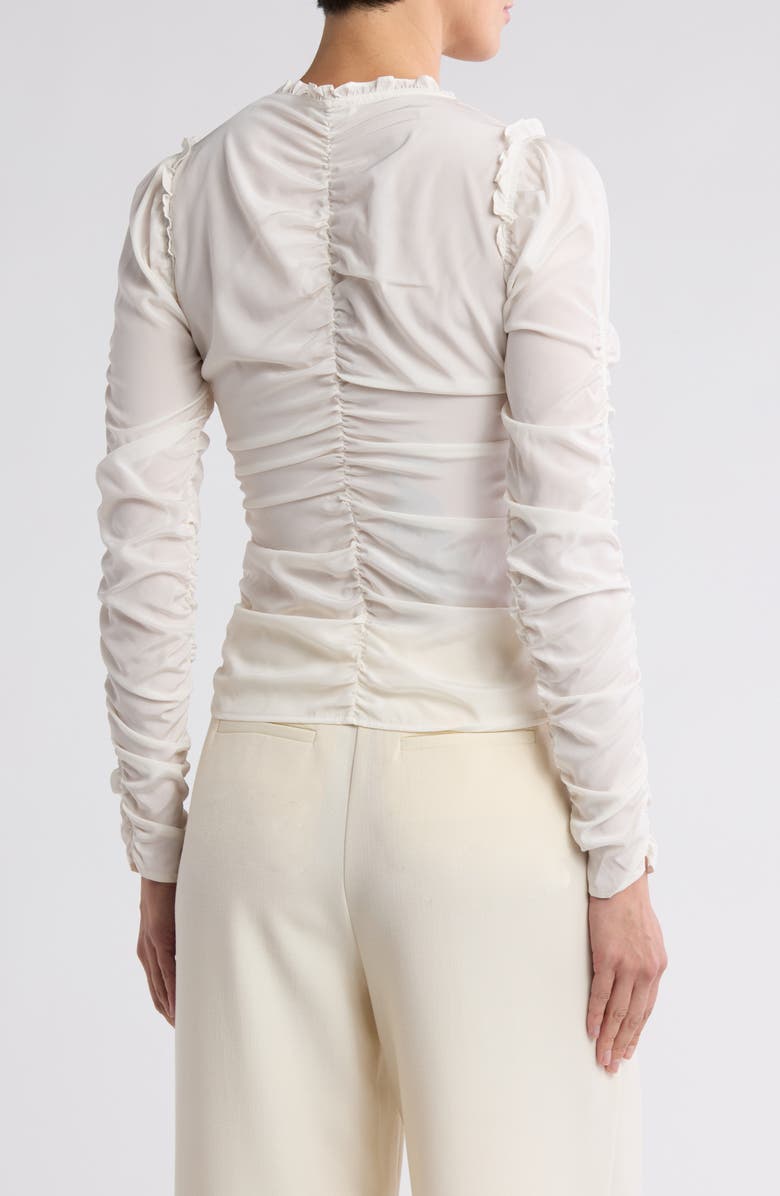 A.L.C. Beckett Shirred Long Sleeve Silk Blend Top, Alternate, color,