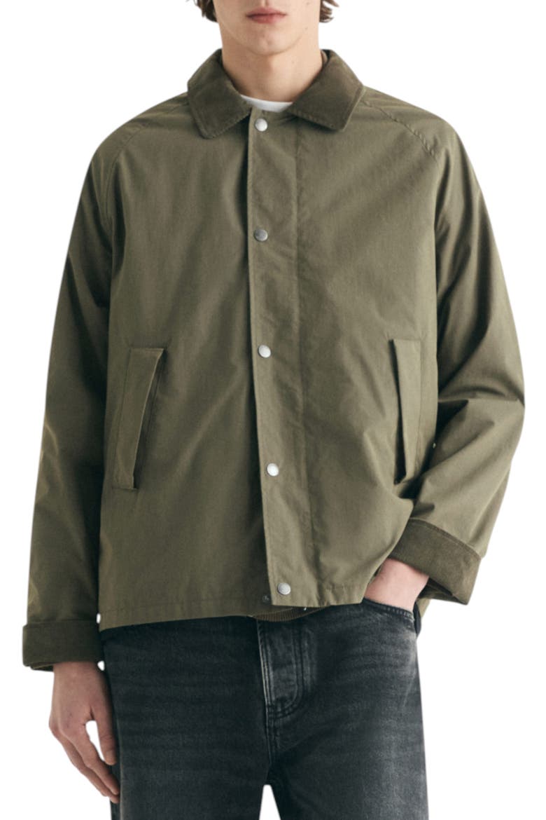 Boxy Corduroy Collar Jacket, Main, color, Khaki