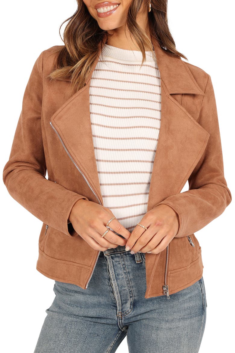 Spencer Faux Suede Jacket, Main, color, TAN
