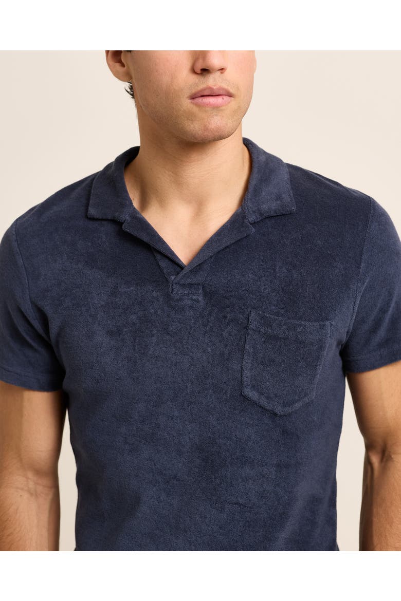Terry Towelling Tailored Fit Towelling Polo Shirt, Alternate, color, NAVY