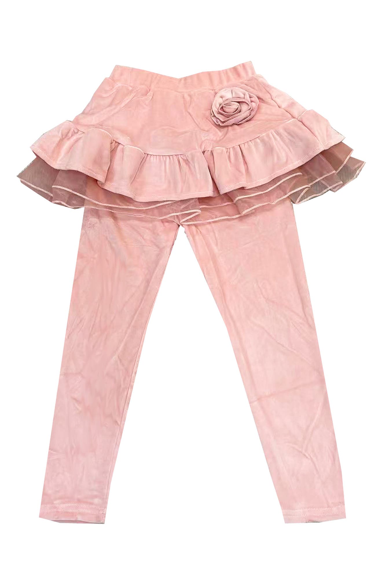 Joe-ella Kids' Velour Skirted Leggings In Pink