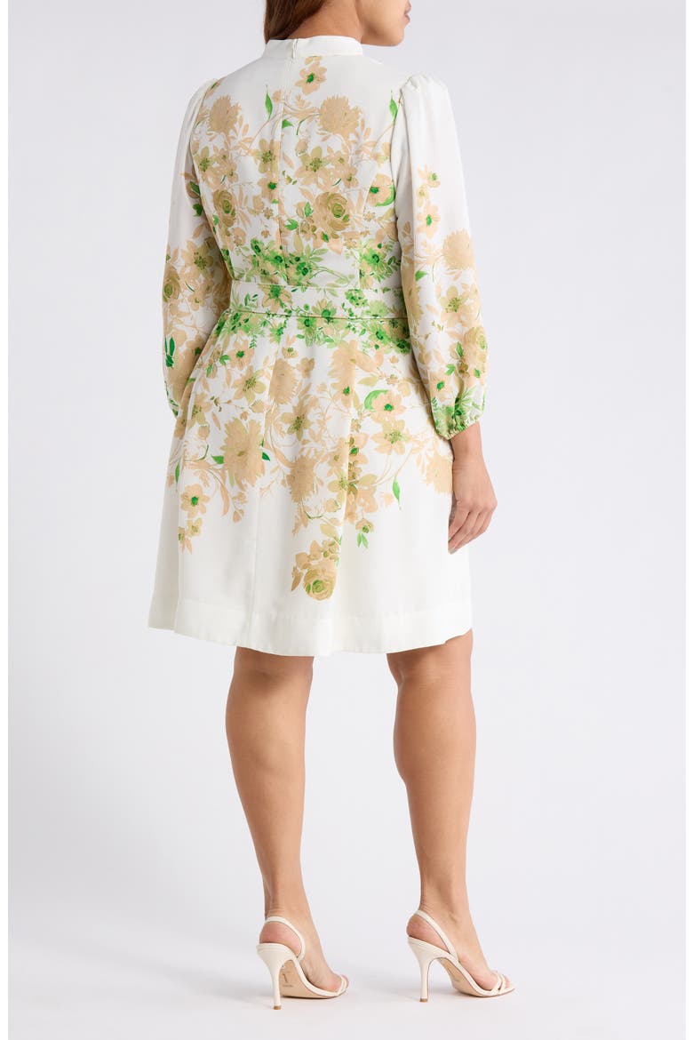 Placed Floral Long Sleeve Dress, Alternate, color, IVORY FERN
