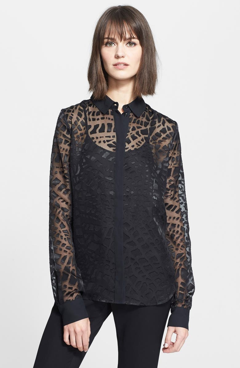 Rachel Zoe 'Quentin' Burnout Shirt, Main, color, 