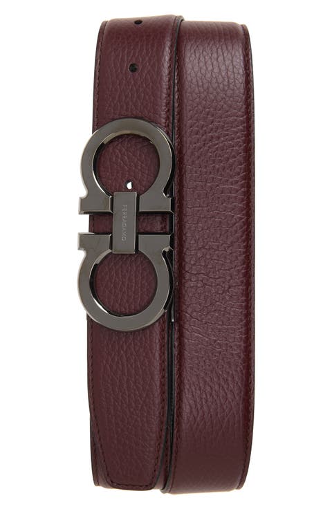Reversible Leather Double Gancio Belt