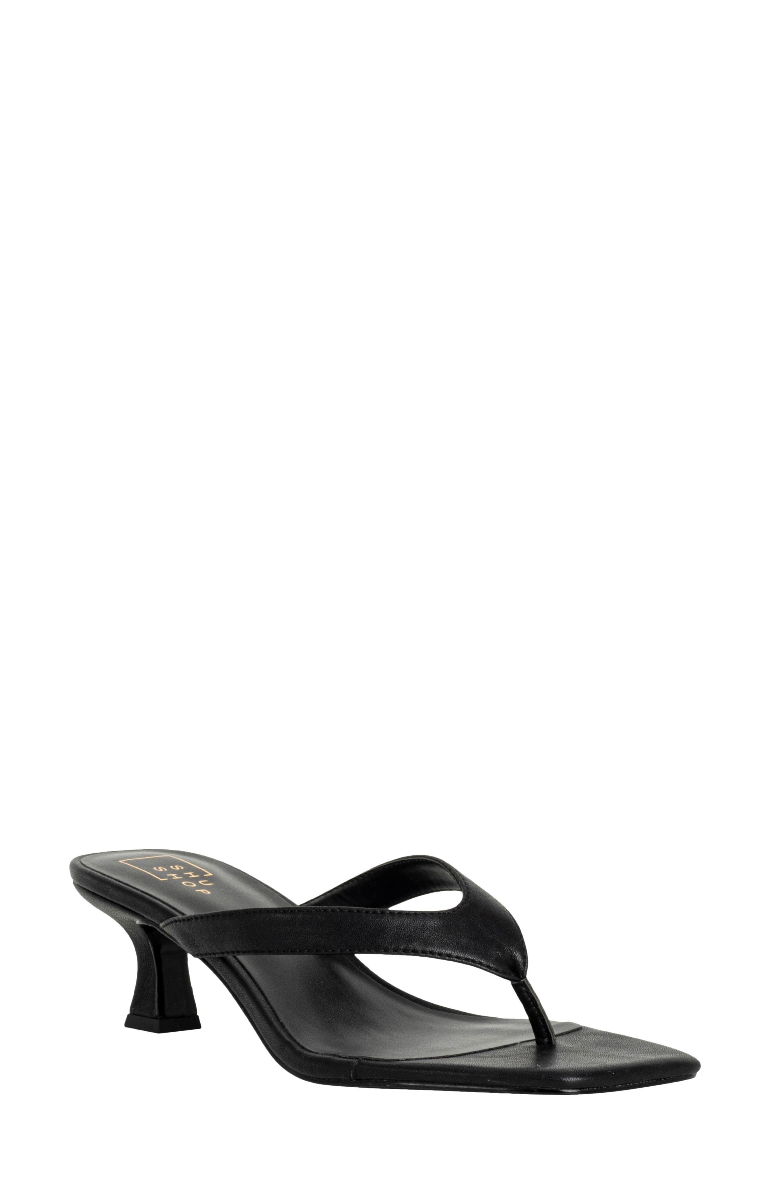 SHUSHOP Franny Kitten Heel Flip Flop, Main, color, Black