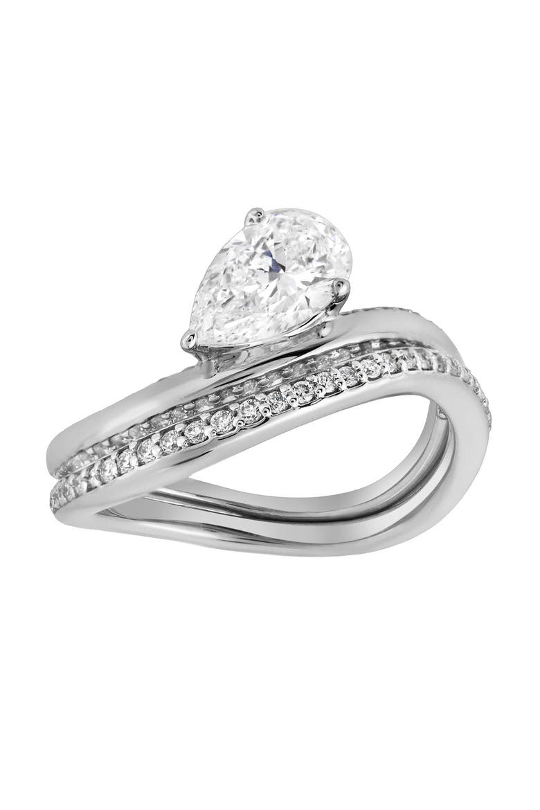 Selena Silk Wave 2.00 Ct Pear Lab Grown Diamond Engagement Ring, Main, color, 14K White Gold