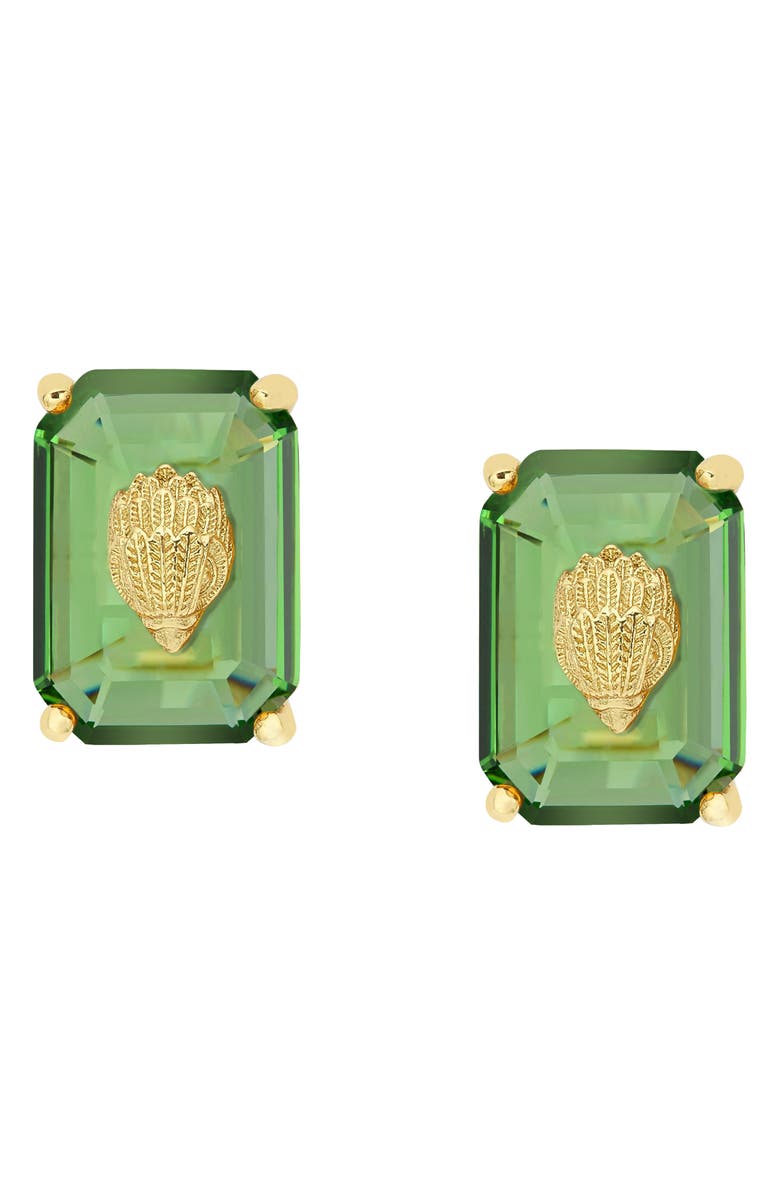 Kurt Geiger London Eagle's Head Emerald Cut Crystal Stud Earrings, Main, color, Light Green