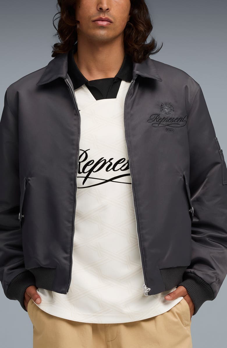 PUMA x Represent Nylon Bomber Jacket, Main, color, Flat Dark Gray