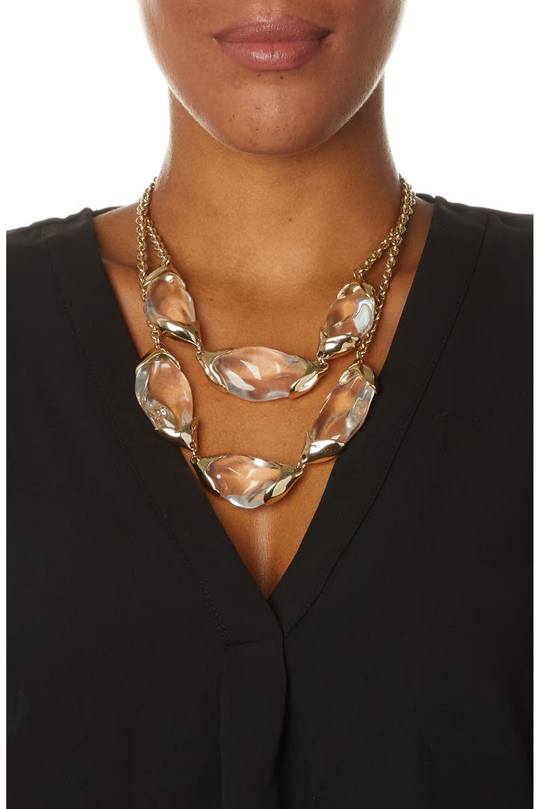 Encased Pebble Double Strand Necklace, Alternate, color, CLEAR