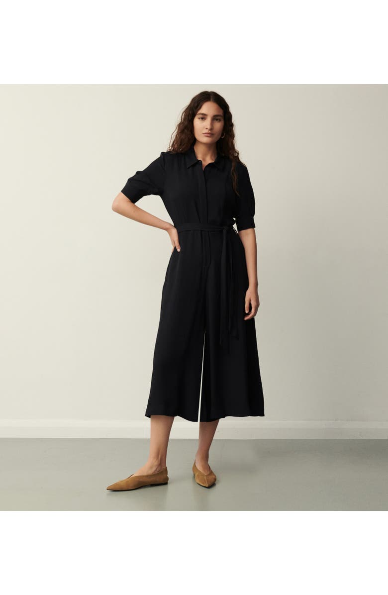 Finery London Floralie Wide Leg Cropped Jumpsuit, Main, color, Black