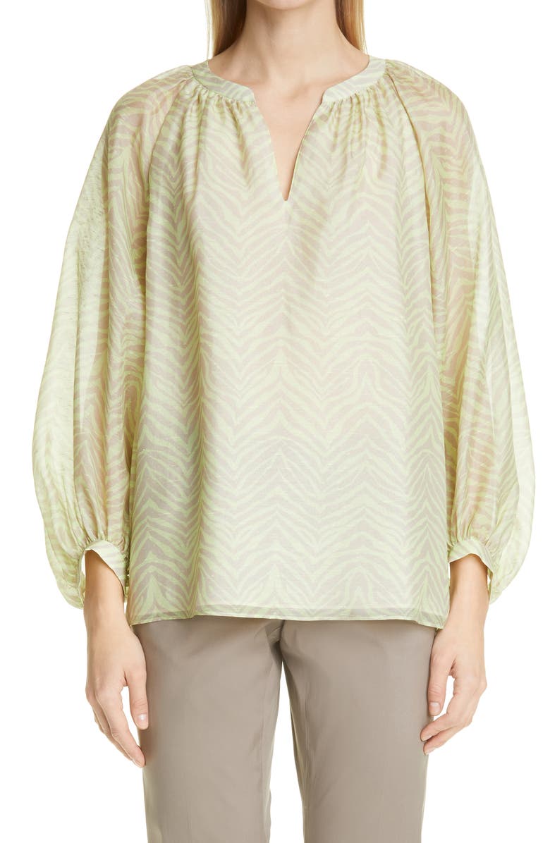 Lafayette 148 New York Norwood Zebra Stripe Silk Blouse, Main, color, 