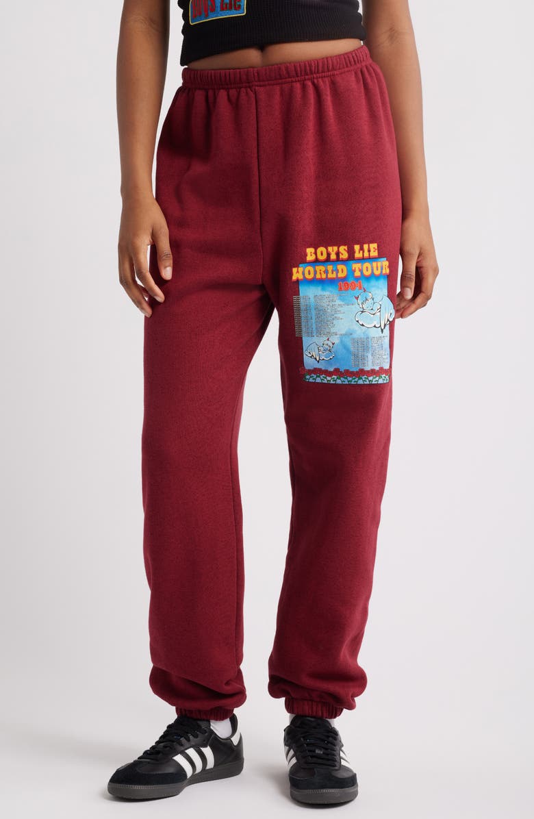 BOYS LIE Wolrd Tour Round 2 Kimmy Graphic Sweatpants, Main, color, Red
