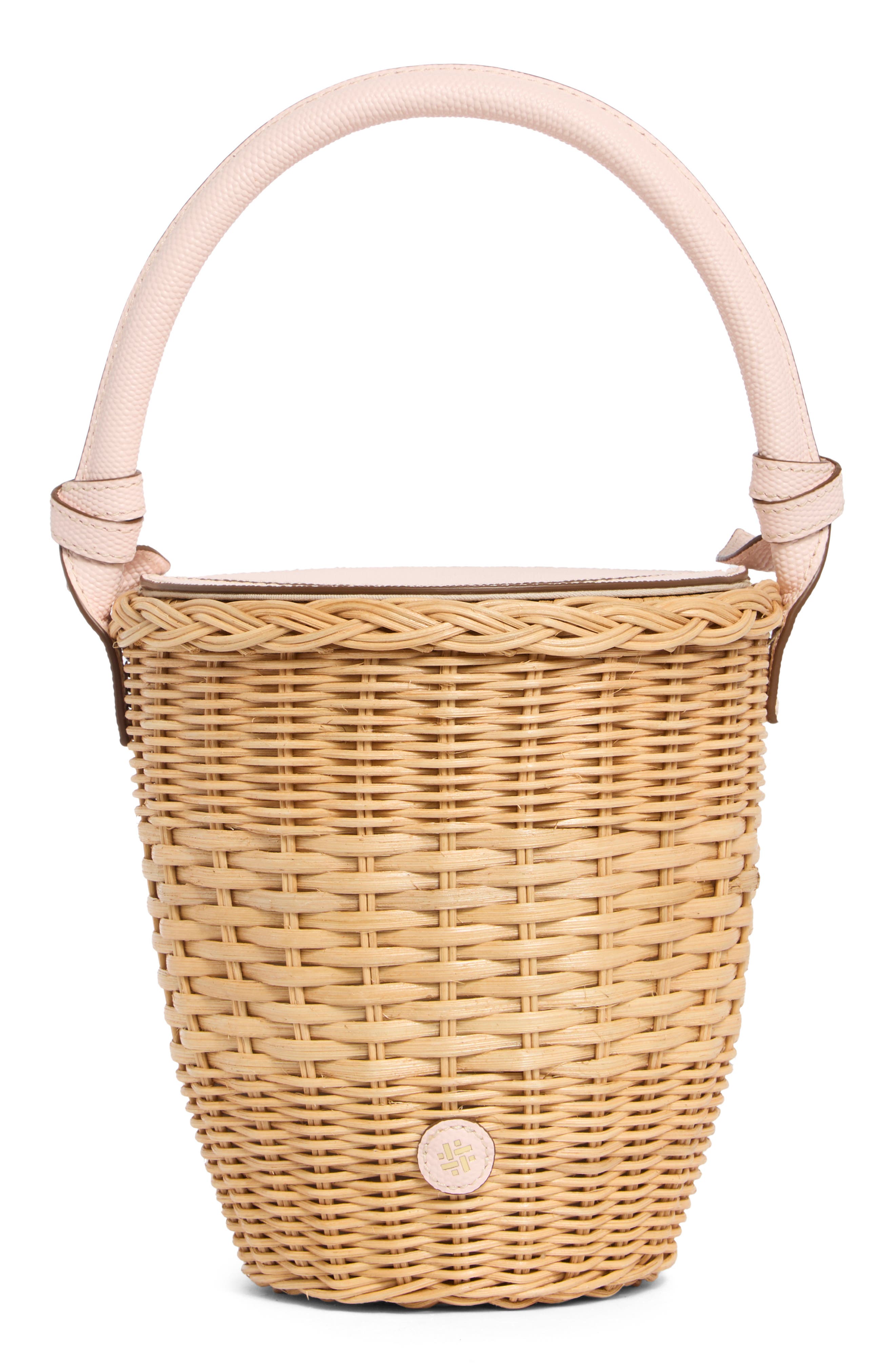 Pamela Munson The Jane Woven Rattan Basket Bag, Alternate, color, Blush