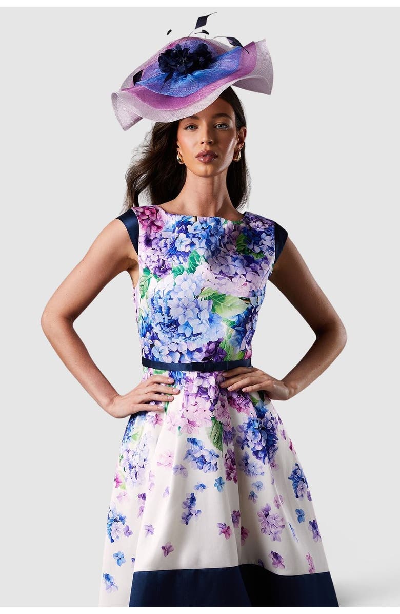 Coast Twill Hi-Lo Floral Midi Dress, Alternate, color, Multi