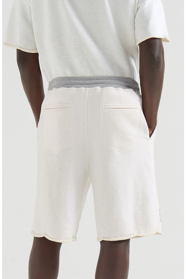Cotton and linen mélange French terry Bermuda shorts with logo, Alternate, color, Panama