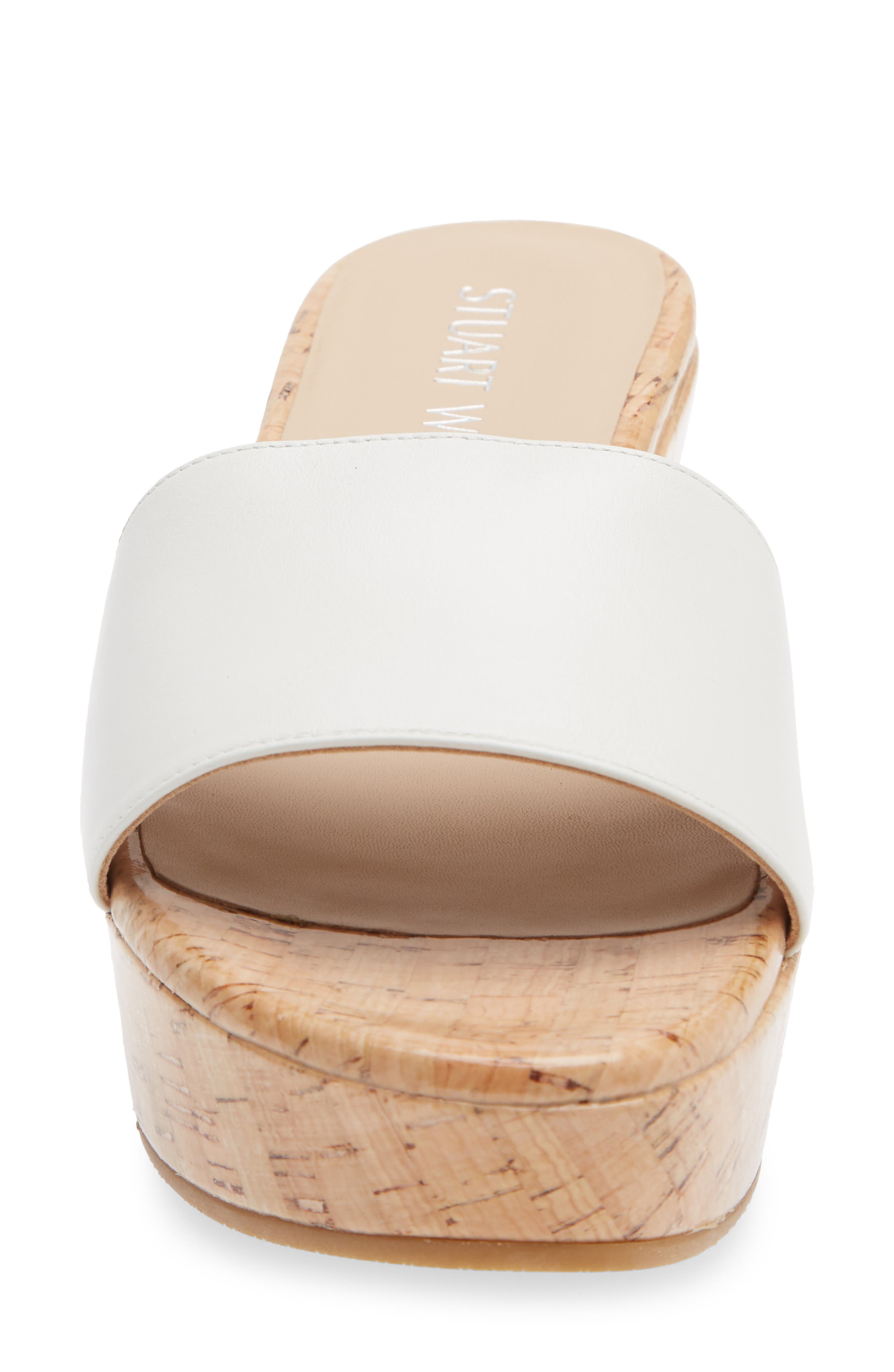 Stuart Weitzman Summer Wedge Sandal, Alternate, color, White.