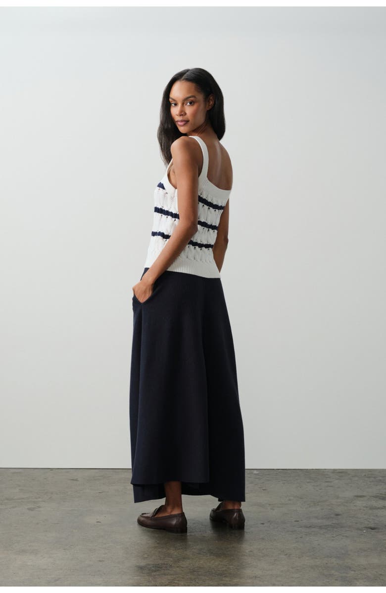 NAKED CASHMERE Elena Square Neck Tank, Alternate, color, Tennis White/Club Blue