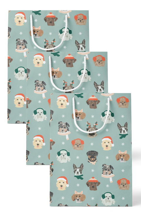 Holiday Dogs Gift Bag Set of 3
