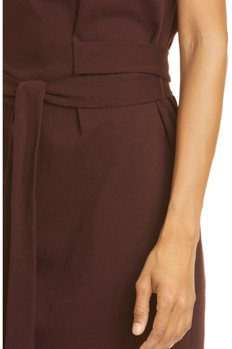 Tie Waist Short Sleeve Cotton Dress, Alternate, color, OXBLOOD