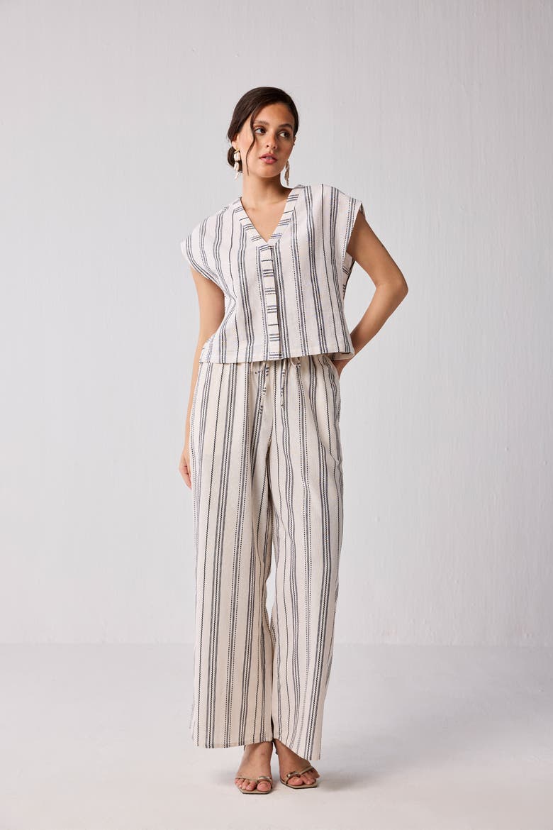Wide-Leg Drawstring Pants, Alternate, color, White